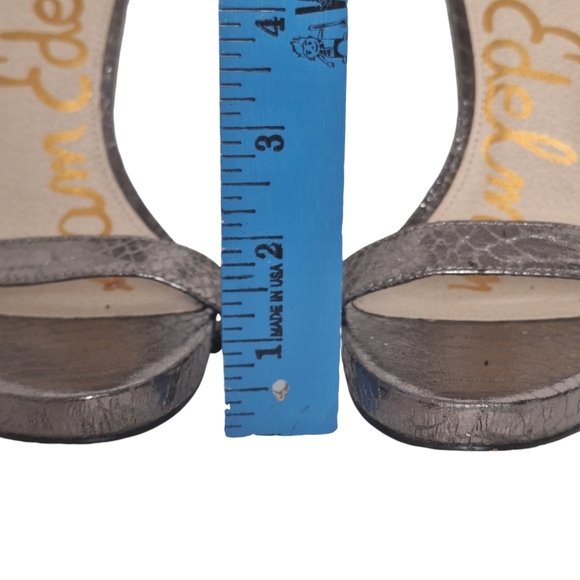 Sam Edelman Sz 9 Eleanor Metallic Open Toe Reptile‎ Embossed High Heel Sandals - Picture 13 of 15